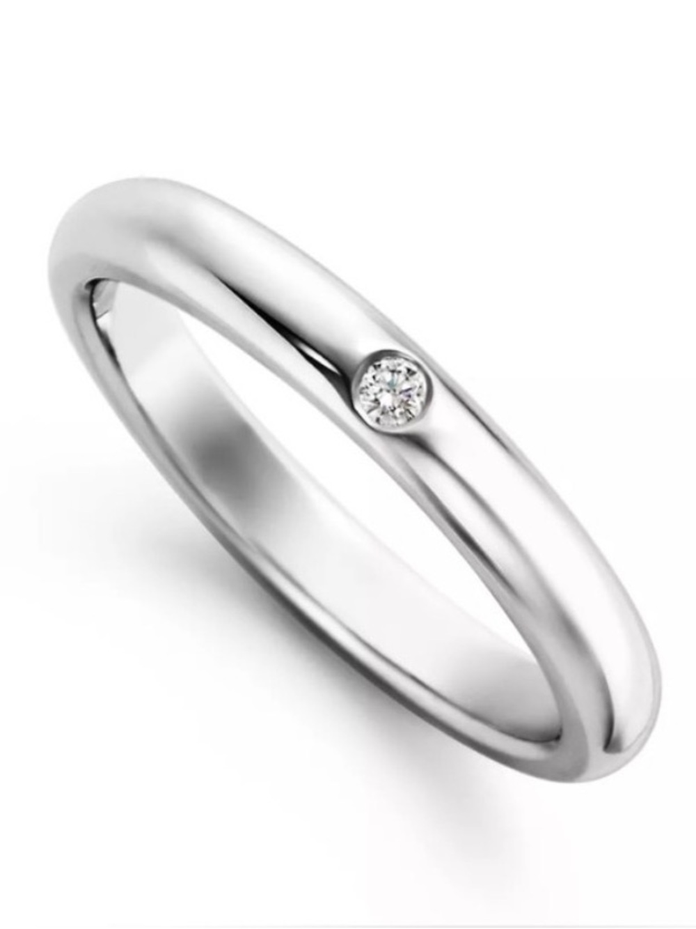 Tiffany & Co. Sterling Silver Band with Single Diamond on Robin's Egg Blue
